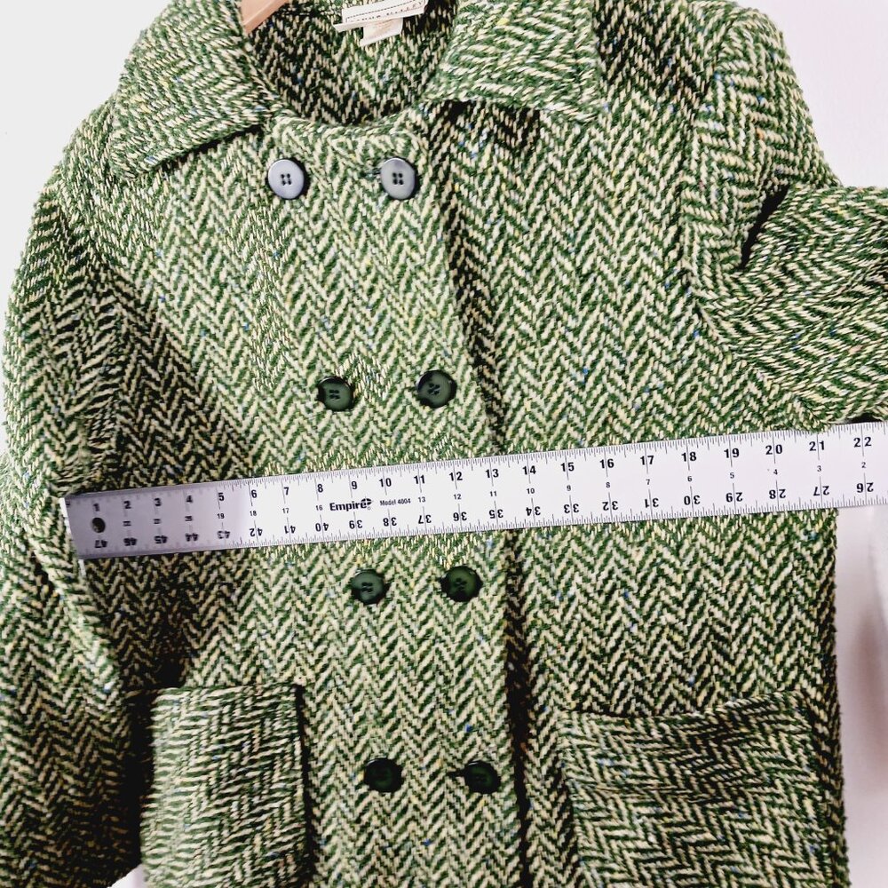 Boyne Valley Weavers Ireland, Dbl. Breasted Green/Cream Herringbone Tweed Jacket - Picture 12 of 16